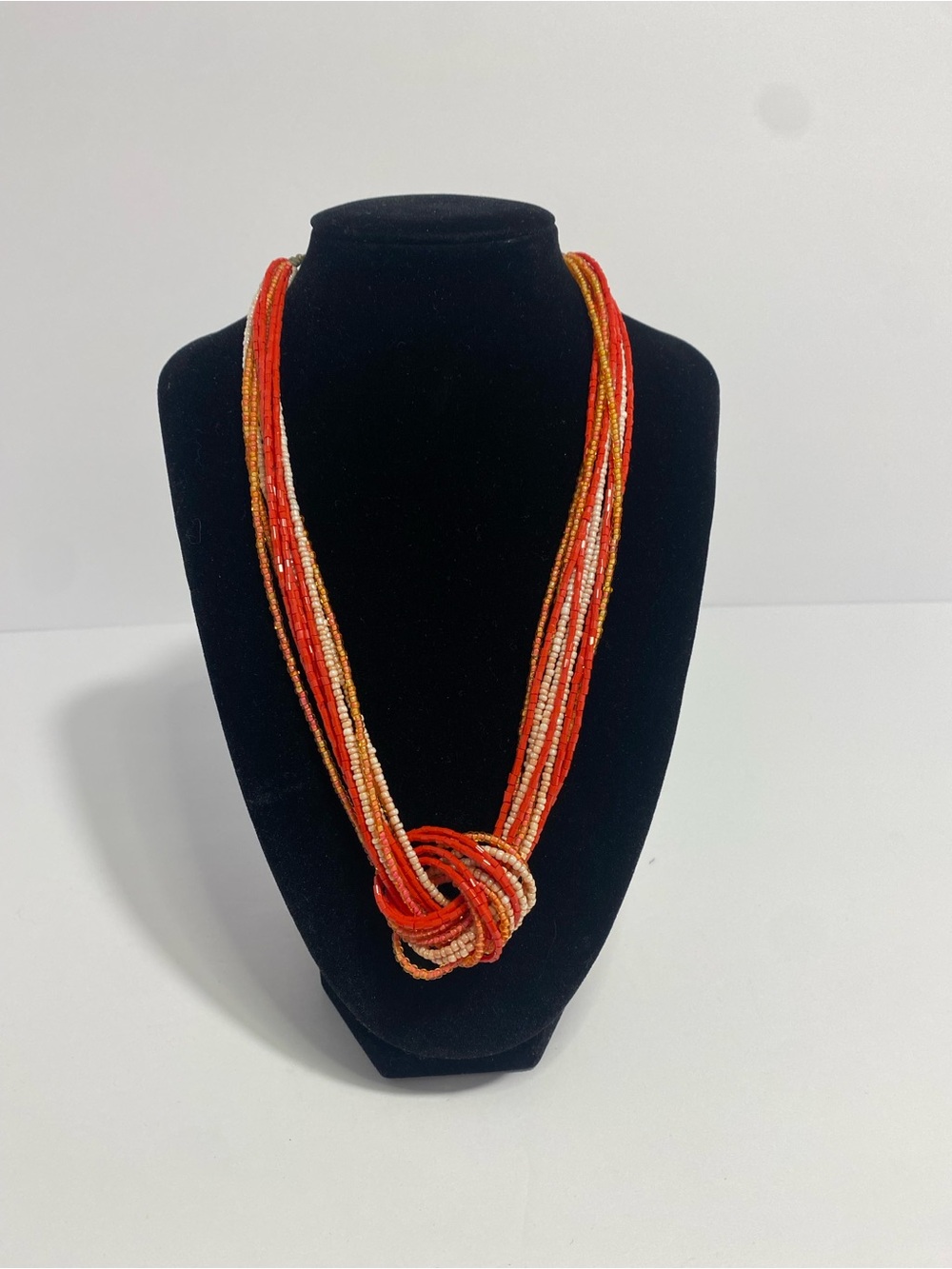 Handcrafted Red & Gold Multi-Strand Knot Necklace